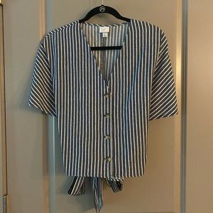 Blue and White striped Work Blouse